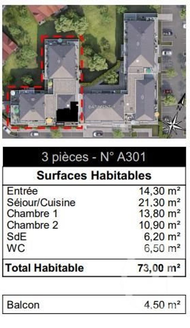 Appartement F3 à vendre - 3 pièces - 73 m2 - Compiegne - 60 - PICARDIE