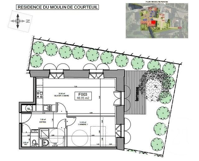 Appartement F2 à vendre - 2 pièces - 48,95 m2 - Courteuil - 60 - PICARDIE