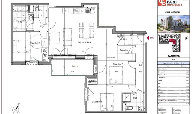 Afficher la photo en grand Appartement F4 à vendre - 4 pièces - 99,43 m2 - Venette - 60 - PICARDIE