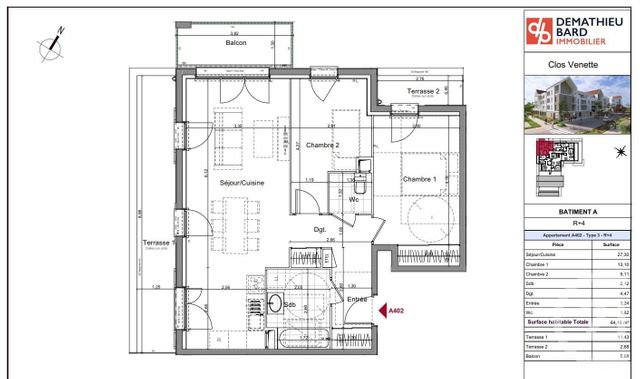 Afficher la photo en grand Appartement F3 à vendre - 3 pièces - 64,16 m2 - Venette - 60 - PICARDIE